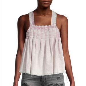 Free People Marina Pleated Denim Strappy Top